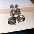 Square Crystal and Pearl Drop Earrings in Two Styles view 6