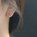 Crescent Hoop Earrings With Clear Teardrop Charms In Two Tones view 4