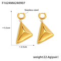 Gold Tone 3D Triangle Pyramid Drop Huggie Hoop Earrings view 6