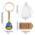 Hello School Backpack Enamel Keychain Blue Yellow Red view 2