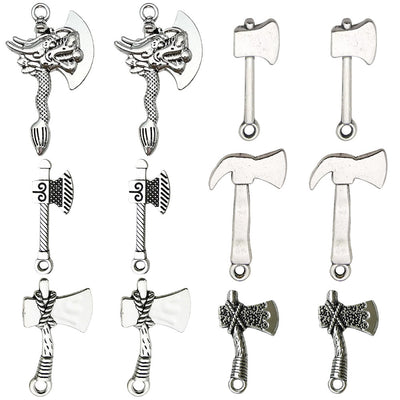 Antique silver assorted shape charms arranged on a light background