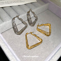 Gold Tone Open Trapezoid Geometric Hoop Earrings Jewelry Accessory view 2