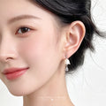 Silver Lily of the Valley Pearl CZ Teardrop Earrings view 2