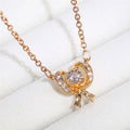 Bow Pendant Necklace With Round Stone in Two Tones view 4
