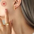 Gold Steel Geometric Star Triangle Huggie Hoop Earrings view 3