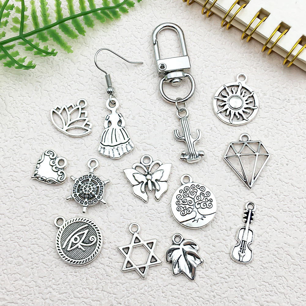 Antique Silver Iron Hexagram Tower Butterfly Charm Pendant for DIY Bracelet Necklace