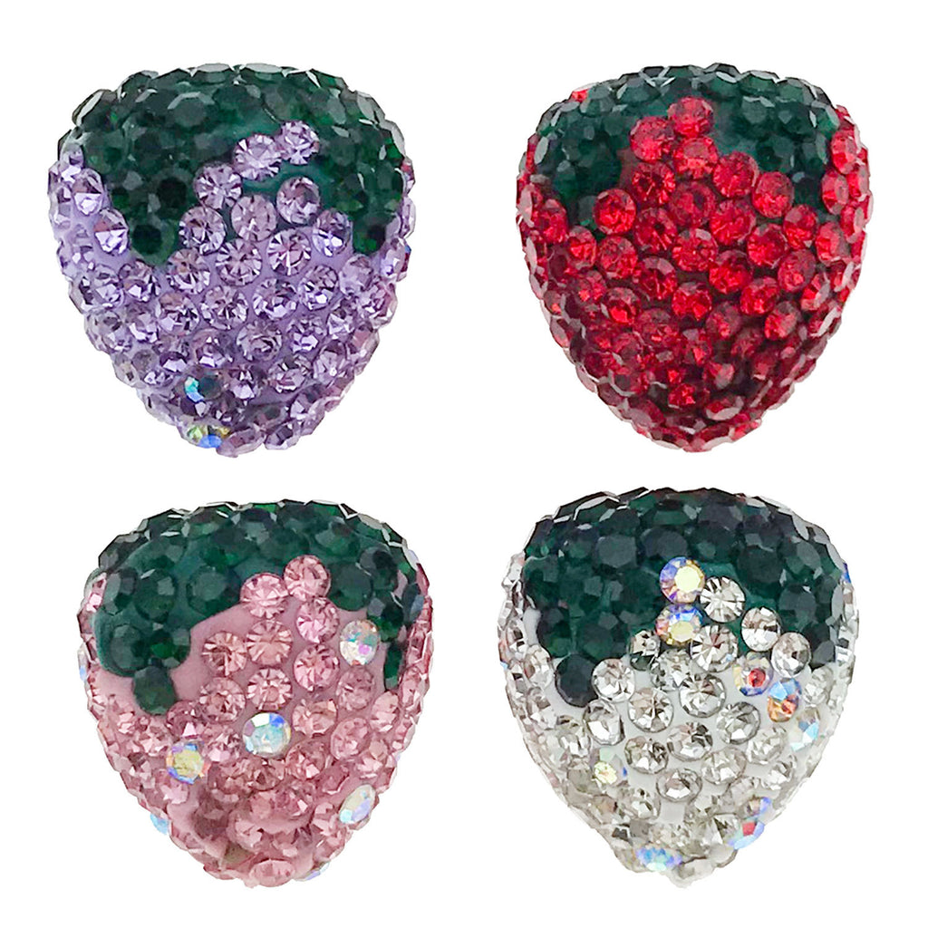 Crystal Rhinestone Strawberry Ball Charm Pendant for DIY Bracelet Necklace Phone Strap Making