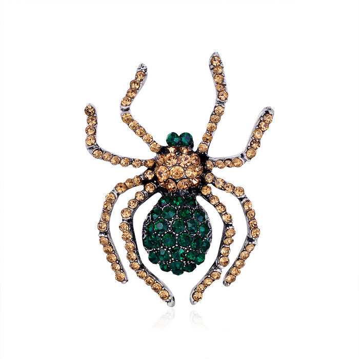 Gold Tone Silver Tone Spider Crystal Metal Brooch Pin