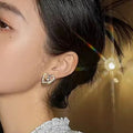 Gold Tone Double Open Heart Crystal Stud Earrings Fashion Jewelry view 3
