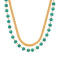 Double Layer Gold Necklace Turquoise Beads Snake Chain view 5