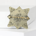 Geometric Floral Brooch with Red and Turquoise Stones view 3