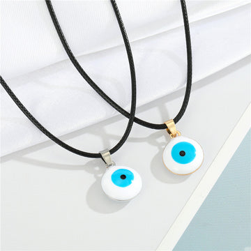 Blue Evil Eye Pendant Cord Necklaces in Gold or Silver Tone