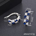 Blue or Green Teardrop CZ Silver Huggie Hoop Earrings view 4