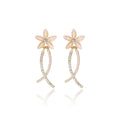 Cream Flower Stud Drop Earrings Pearl Rhinestone Curves view 5