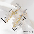 Marquise Leaf Sprig Crystal Drop Earrings in Gold Tone view 4