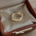 Coffee Gold Open Adjustable Fleur-De-Lis Clear Stone Band Ring view 1