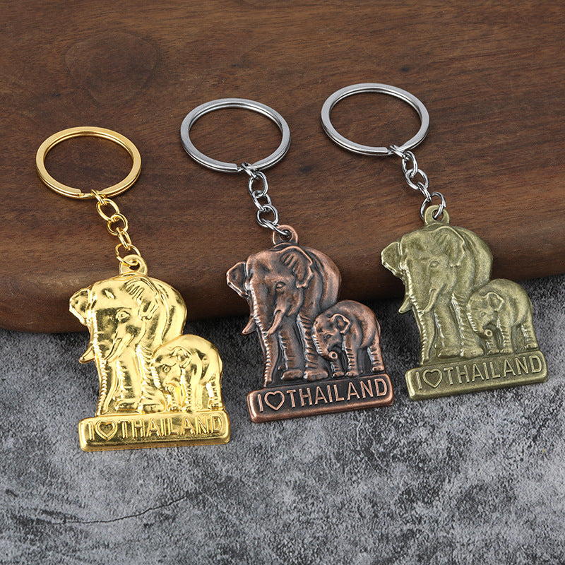 3D Elephant and Pixiu Zinc Alloy Keychain Gift Pendant