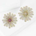 Gold Daisy Zircon Brooch White Purple Center Two Colors view 3