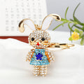 Jeweled Rabbit Girl Keychains in Flower Dresses and Three Colors view 3