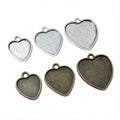 Heart Cabochon Pendant Trays in Silver and Antique Bronze view 1