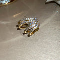 Layered Crystal Band Single Ear Cuff in Two Metal Tones view 6