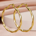 Gold Large Textured Hoop Earrings Five Styles Metal Alloy view 6