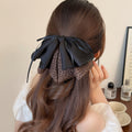 Satin Bow Leopard Print Fabric Hair Claw Clip 2 Styles view 7