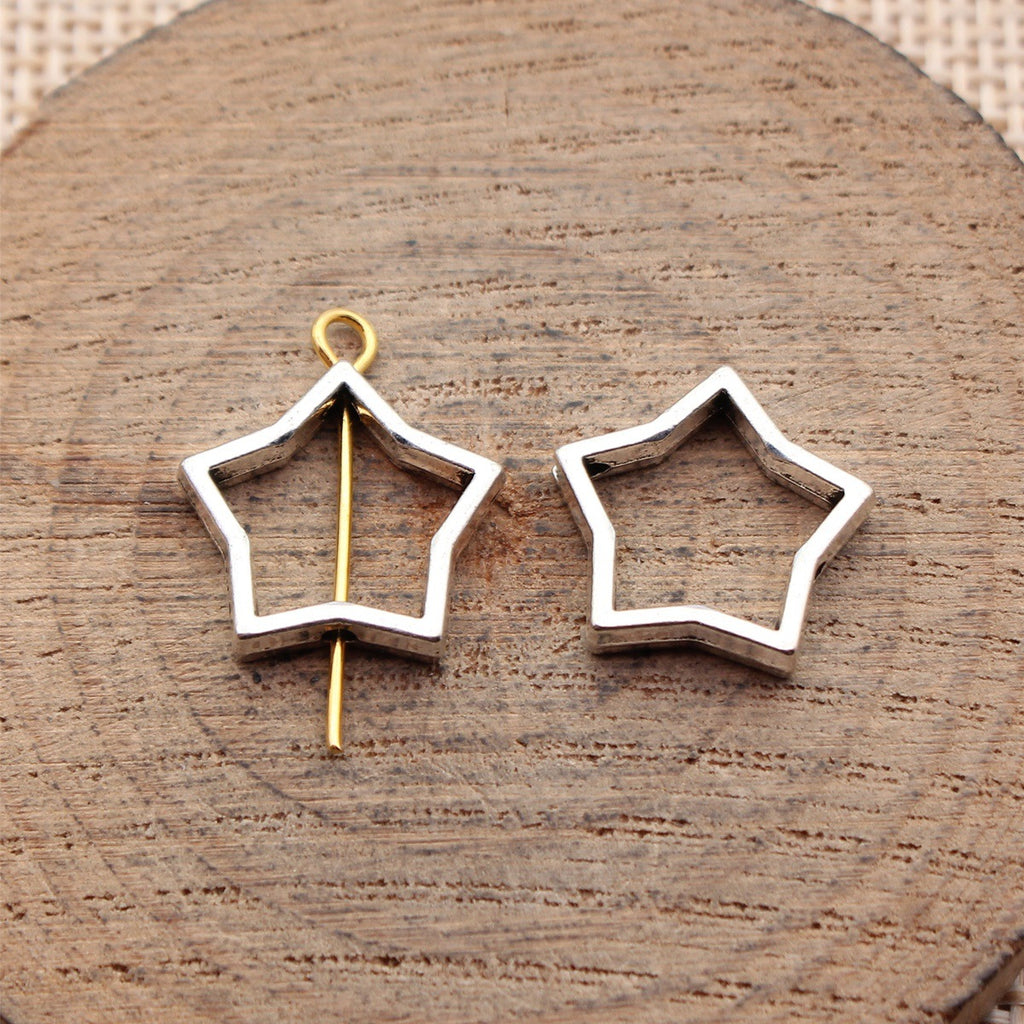 15x15x3.2mm 1g Antique Silver Zinc Alloy Five Point Star Spacer Beads for Bracelet Jewelry Making