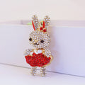 Rhinestone Rabbit Keychain With Split Ring And Lobster Clasp view 10