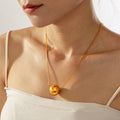 Gold Steel Ball Pendant Snake Chain Titanium Steel Necklaces view 4