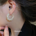 Crystal Cluster Hoop Earrings With Polished Metal Tone Details view 3
