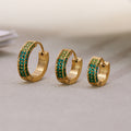 Double Row Multicolor Crystal Hoop Earrings in Three Sizes view 1