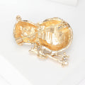 White Enamel Rhinestone Skiing Snowman Brooch Gold Tone Pin view 4