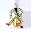 Drummer Figure Brooch In 2 Styles With Polished Metal And Decorative Details view 4