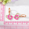 Gold and Silver Tone Double Heart Huggie Drop Earrings in Two Colors view 4