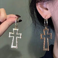 Open Cross Pendant Hoop Earrings in Three Styles Fashion Jewelry for Women view 7