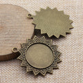 Sunburst Round 25 mm Pendant Settings in Two Antique Finishes view 2