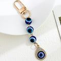Gold-Tone Evil Eye Bead Chain Keychain With Rhinestone Charm view 6
