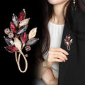 Red Brown Wheat Crystal Metal Brooch Pin for Jackets and Lapels view 3