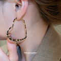 Gold Tone Leopard Print Heart Hoop Earrings Jewelry view 3
