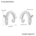 Imitation Pearl C-Shape Stud Earrings Gold Silver Titanium view 6