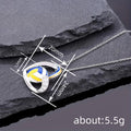 Heart Frame Volleyball Pendant Necklace Blue Yellow Enamel view 4