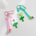 Paracord Charm Keychain with Acrylic Flower or Heart Pendant view 2