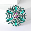 Snowflake Crystal Rhinestone Brooch Green Coffee Grey Black Pin view 6