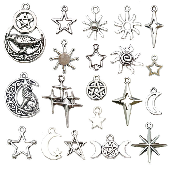 Antique Silver Star and Sun Metal Charms with 21 Listed Options