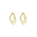 Textured Triple Layer Gold and Silver Open Hoop Earrings view 5