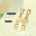 Vertical Triple B Letter Zircon Drop Earrings Gold Steel view 2