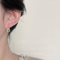Gold-Tone Pavé CZ Horseshoe U-Shape Fishhook Dangle Earrings view 2