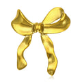 Polished Ribbon Bow Brooch in Two Metal Tones for Jackets Scarves and Lapels view 1