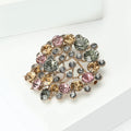 Multicolor Crystal Open Circle Brooch With Floral Clusters view 3